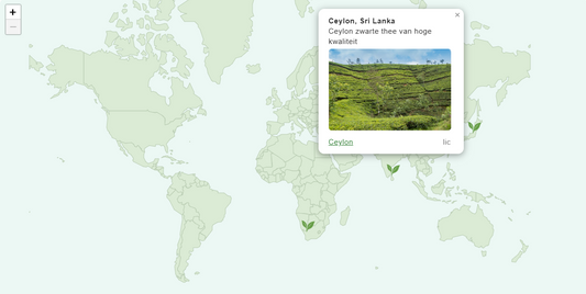 Interactieve theekaart van de wereld, ontdek wereldwijde theevariaties