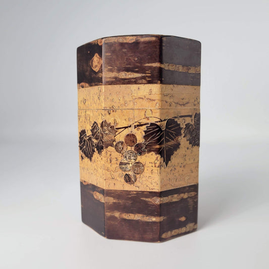 Japanse theebus chazutsu - Sakura Kawa - Druivenmotief - Driedelige Set